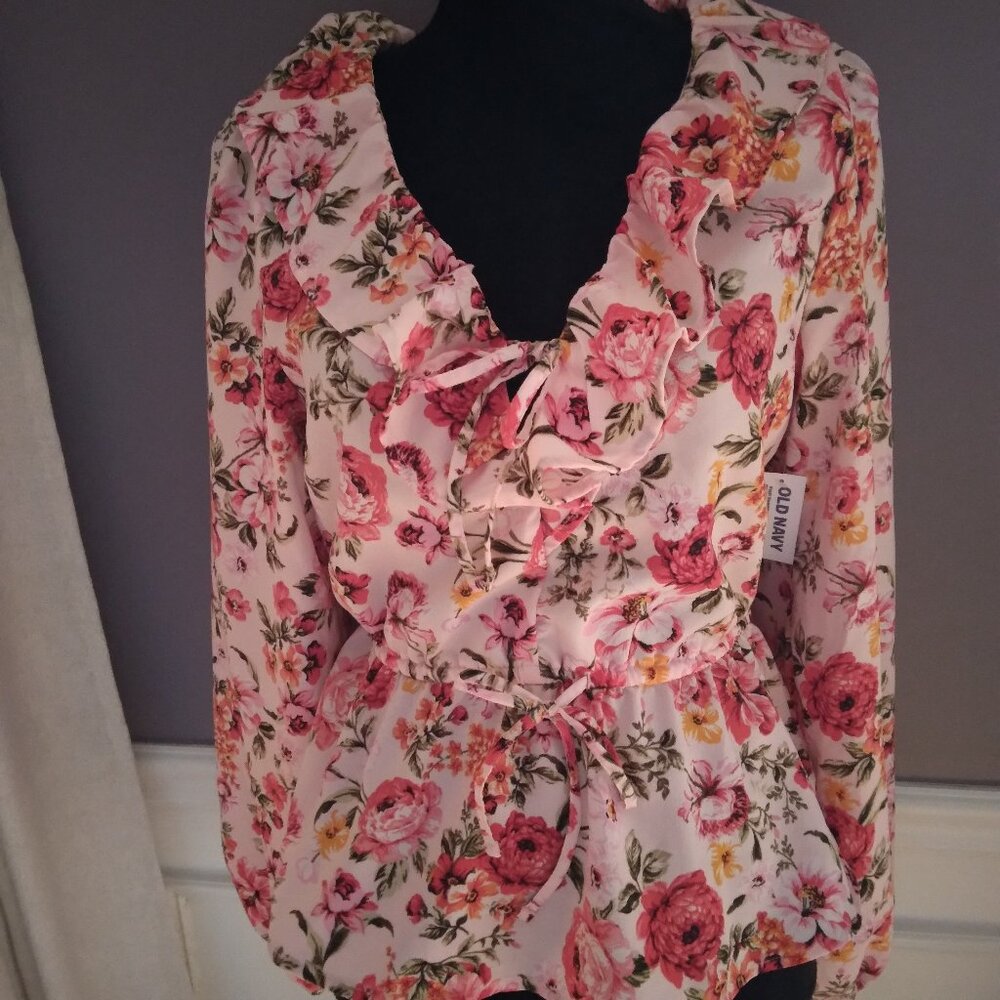 OLD NAVY BEAUTIFUL BLOUSE FLORAL XS TALL
